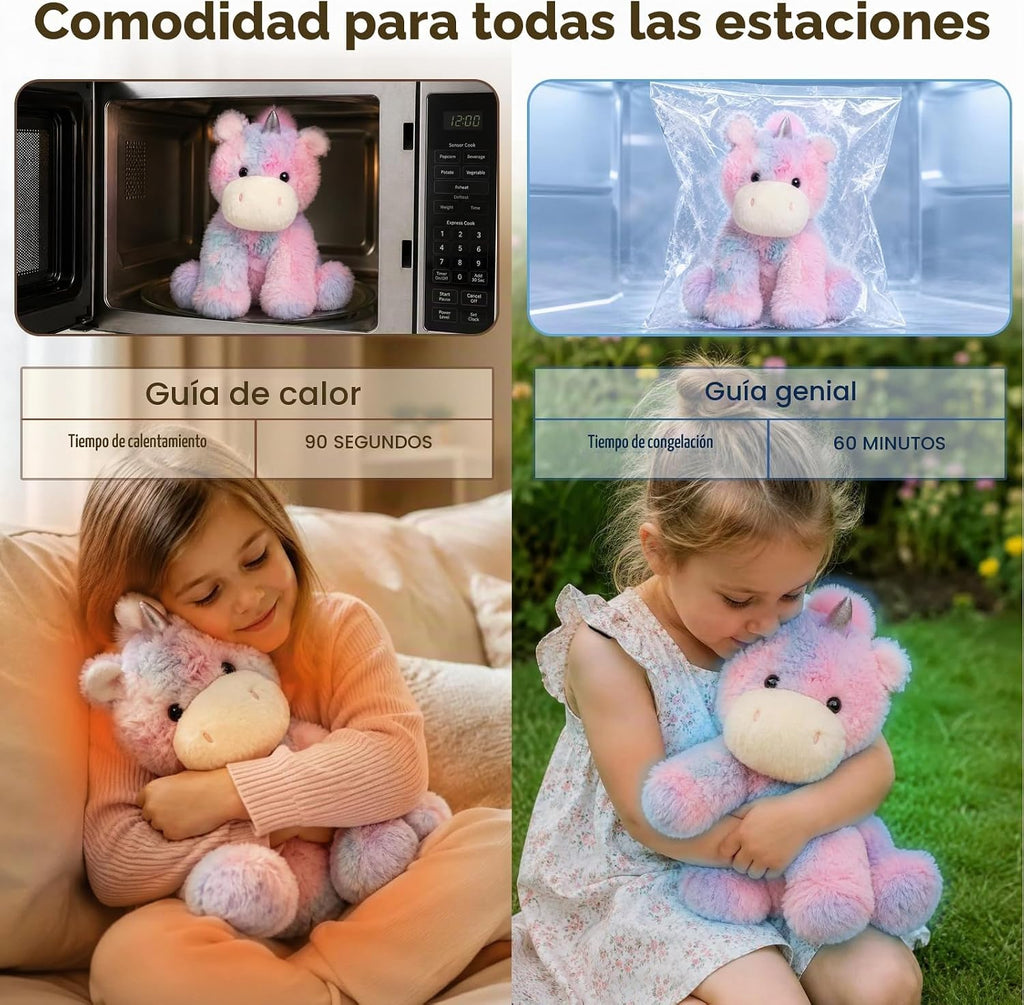 Easfan Peluche de unicornio ponderado para microondas para niños de 12