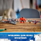 LEGO Marvel - Juego de construcción de batalla de Capitán América contra Red Hulk, juguete de los Vengadores para niños, regalo de cumpleaños para niños y niñas a partir de 7 años, incluye figura de