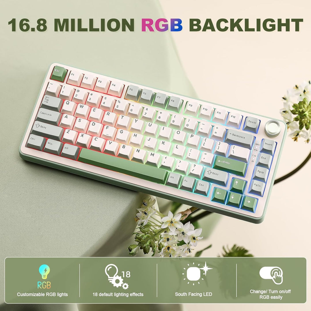 YUNZII B75 PRO Wireless Mechanical Keyboard,75% Layout with Knob,Ho...