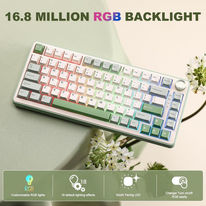 YUNZII B75 PRO Wireless Mechanical Keyboard,75% Layout with Knob,Ho...
