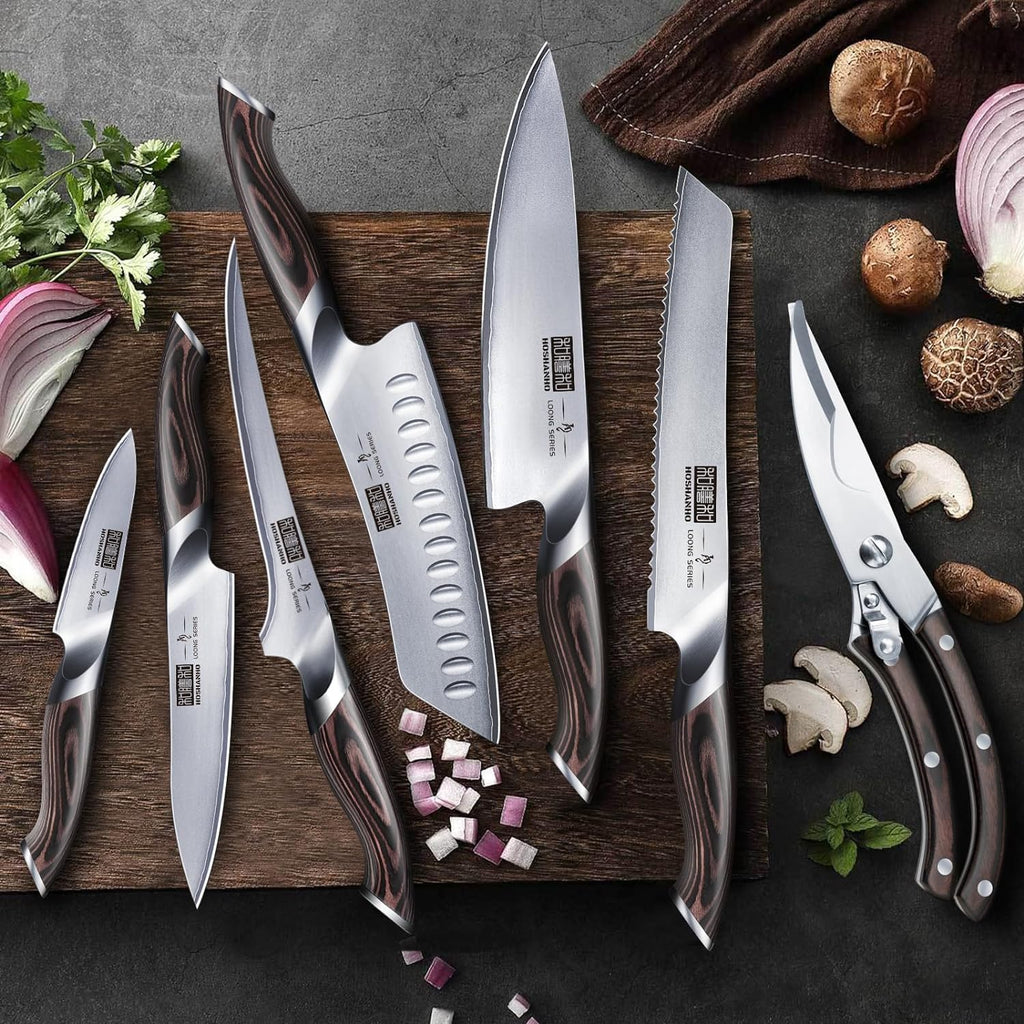 HOSHANHO Juego de cuchillos de cocina de 8 piezas, juegos de cuchillos