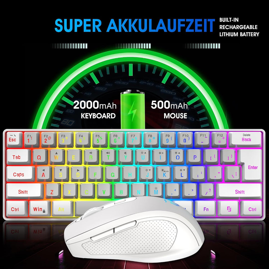 Snpurdiri Combo de teclado y mouse inalámbricos para juegos de 2.4G...