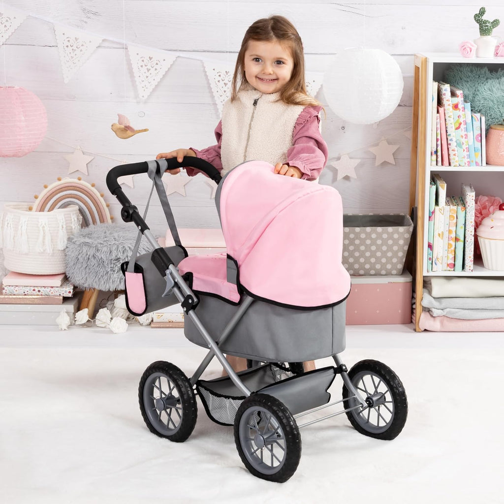 Bayer Design Cochecito Trendy para muñeca bebé en gris/rosa