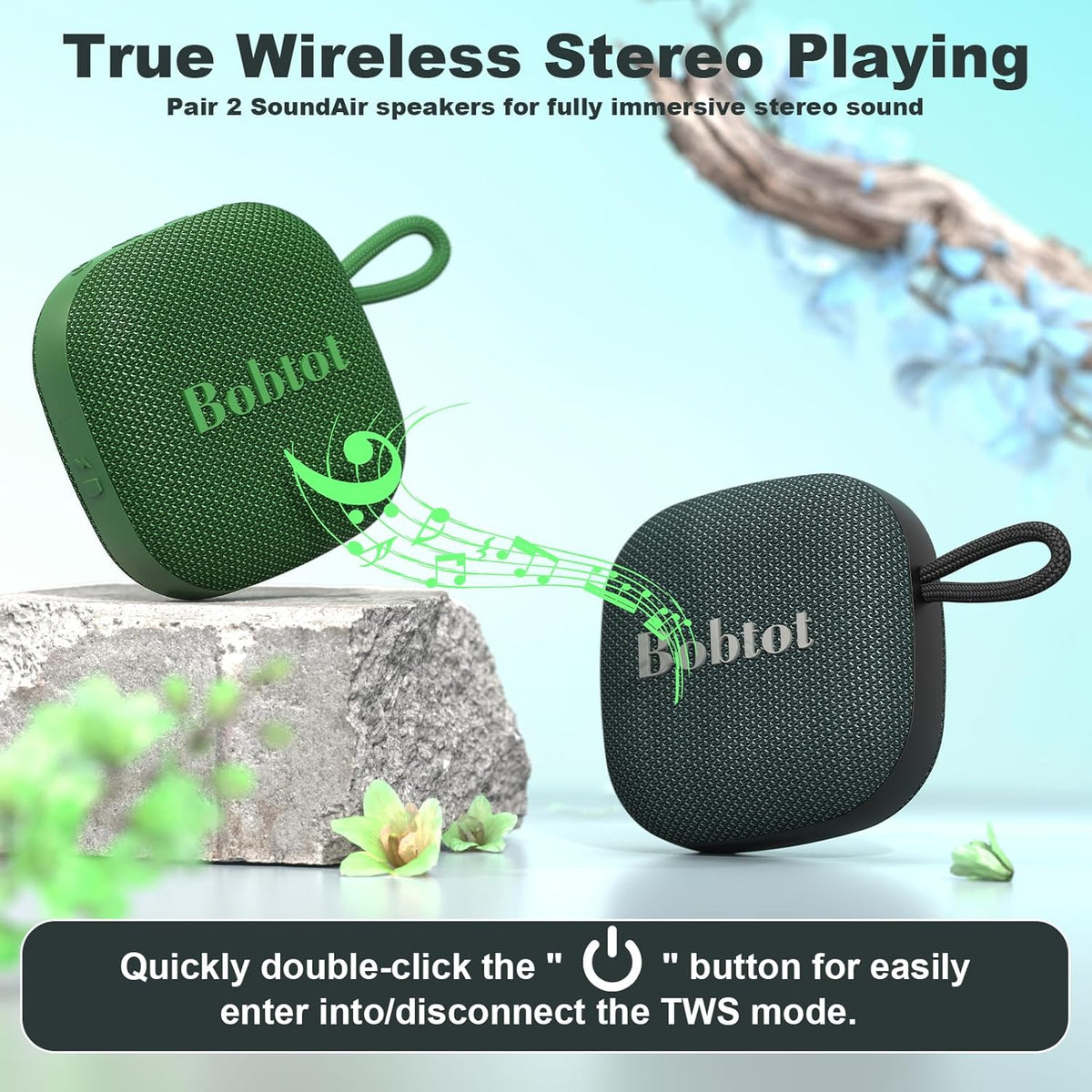 Bobtot Altavoz Bluetooth Inalámbrico Portátil - Altavoces Impermeab...
