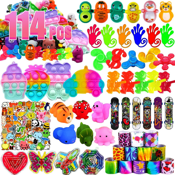 114 piezas de recuerdos de fiesta para niños 4-8-12, juguetes de ca...