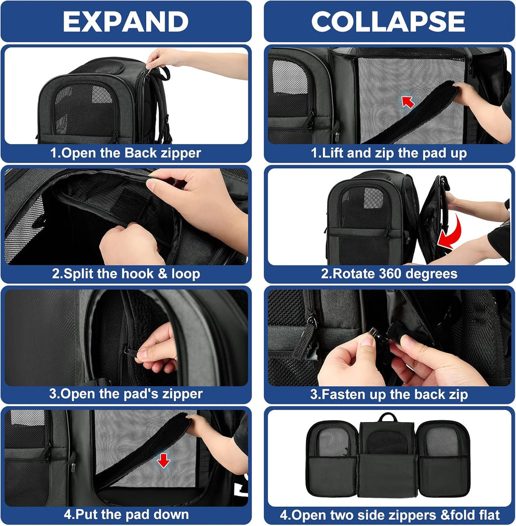 Apollo Walker Mochila transportadora de mascotas para gatos y perros grandes/pequeños, cachorros, características de seguridad y soporte de respaldo acolchado para viajes, senderismo, uso al aire