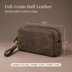 LEATHER VILLAGE DOP-9-MINI, Marrón, Kit Dopp de cuero vintage