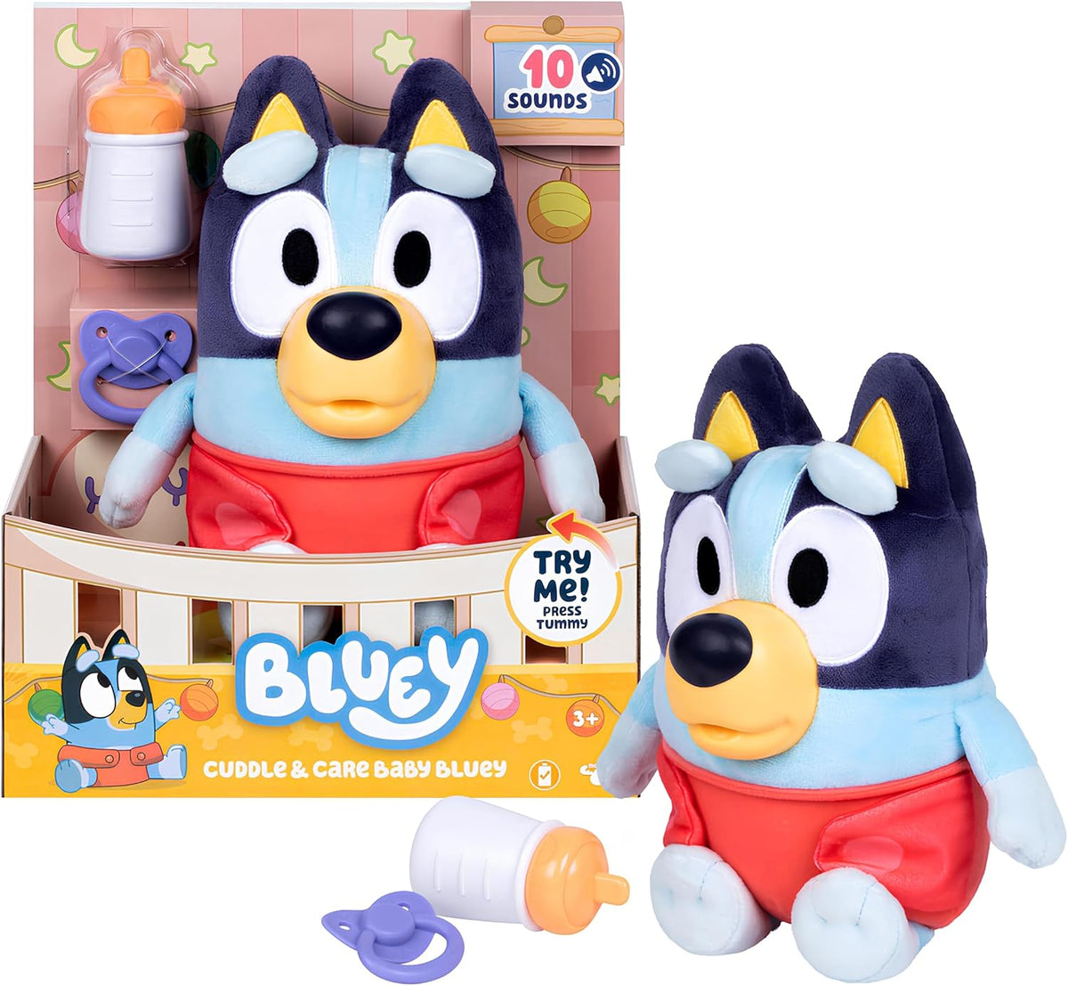 Bluey Juguetes, cuidado y abrazo juguete de peluche para bebé, 11 pulgadas
