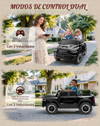 First Ride On Juguetes de paseo de 24 V para niños grandes, auto eléctrico RAM 1500 RHO con licencia para niños con control remoto, camión con Bluetooth, luces LED, almacenamiento de cama de camión