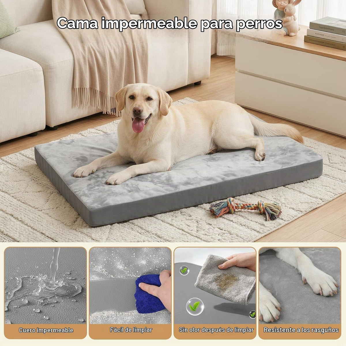 Cojín lavable de gran tamaño impermeable del cajón de la cama del perro al