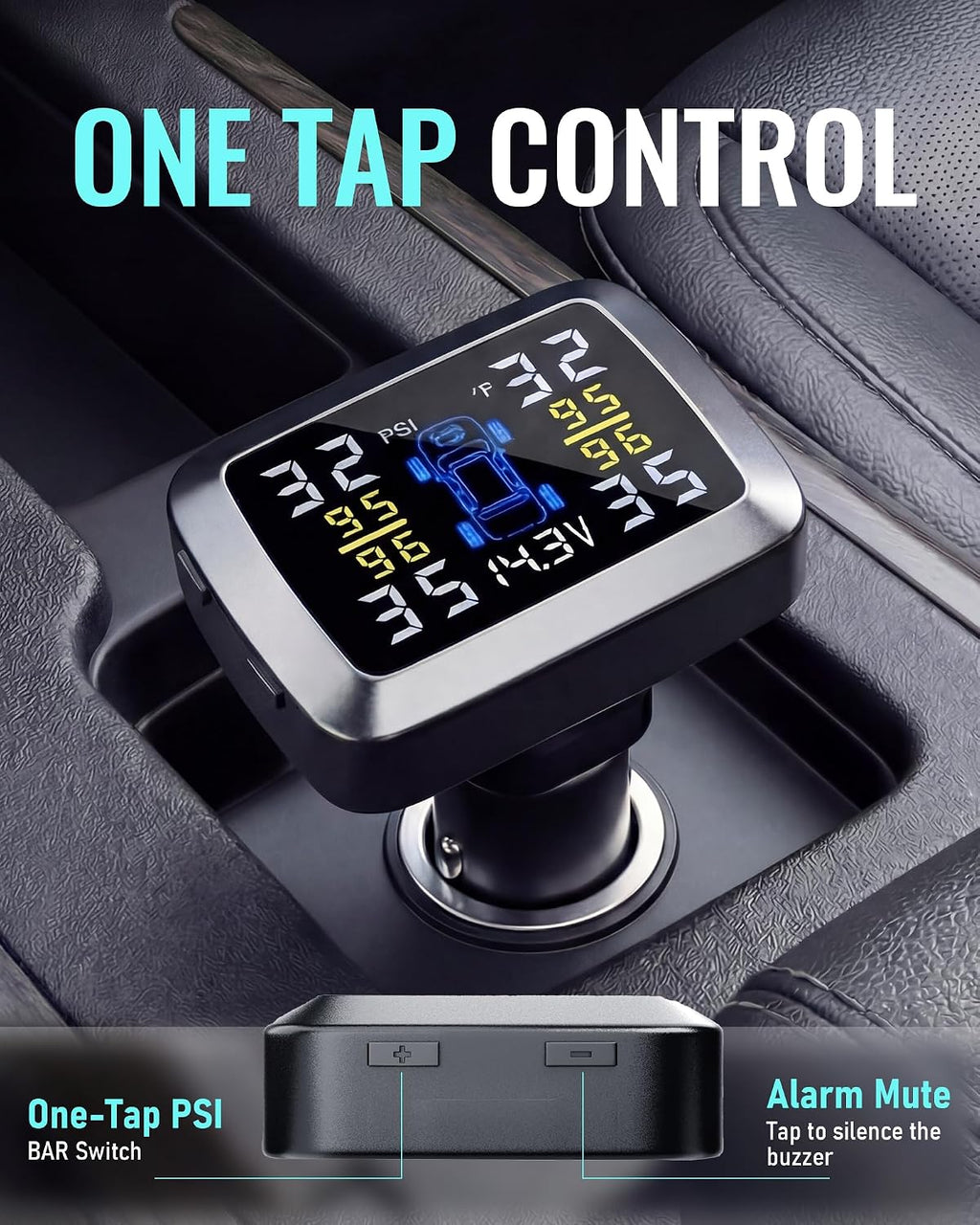 Sistema de monitoreo de presión de neumáticos, TPMS con pantalla LCD y 4 sensores
