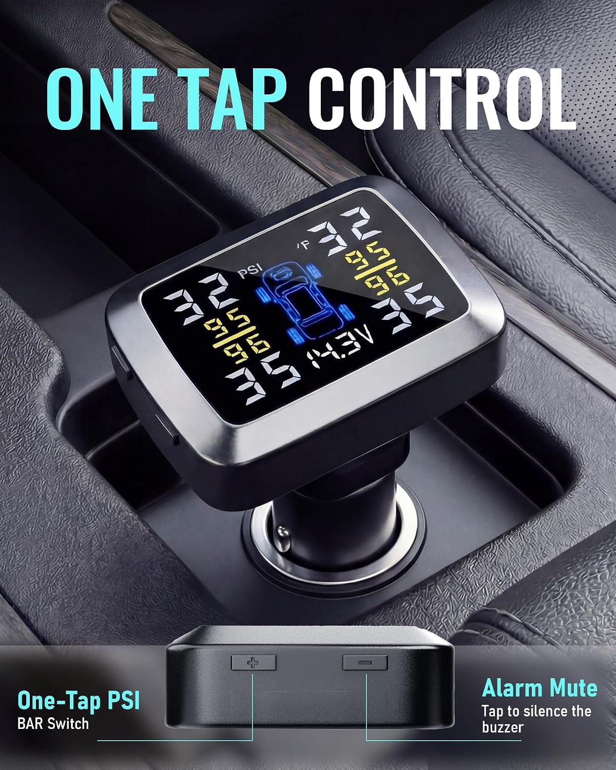 Sistema de monitoreo de presión de neumáticos, TPMS con pantalla LCD y 4 sensores