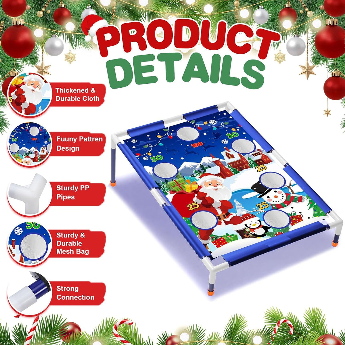 Gemscream Juego de lanzamiento de bolsas de frijoles navideños 6 bolsas