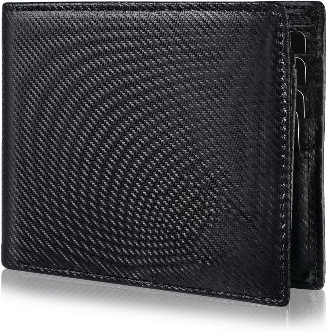 Billetera de cuero para hombre con bloqueo RFID plegable con 12 ran...