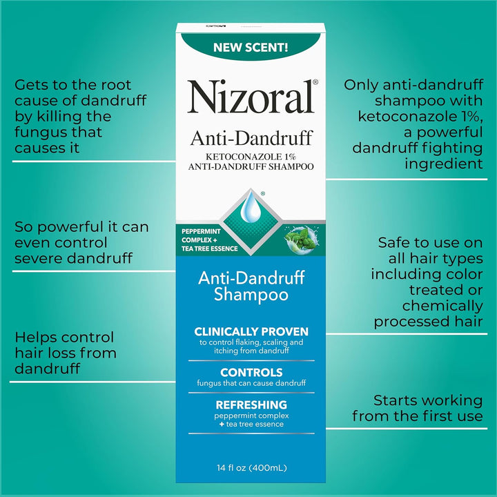 Nizoral Champú anticaspa con 1% de ketoconazol, 14 onzas líquidas,...