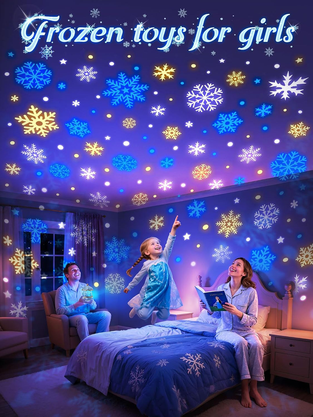 PIKOY Luz nocturna de nieve para niños, 15 ruido blanco+16 película...