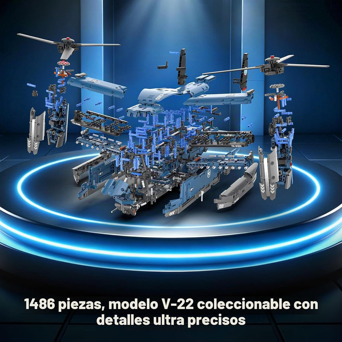 1486 piezas V-22 Osprey Militar Tiltrotor Avión Bloques de Construcción