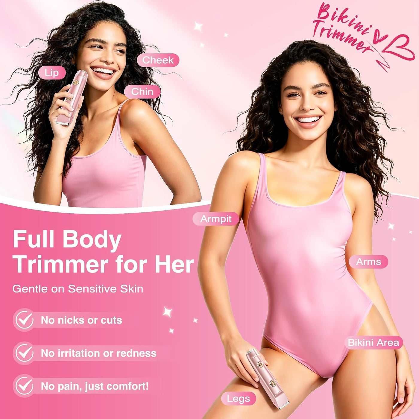 Recortadora de bikini para mujer, maquinilla de afeitar eléctrica y...