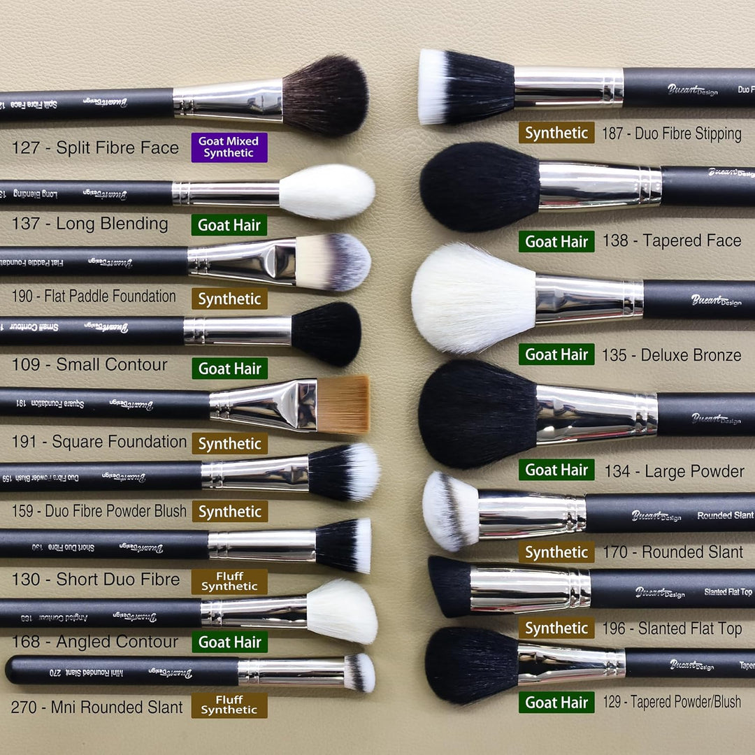 BUEART DESIGN - Juego de 42 brochas de maquillaje con pelo de cabra...