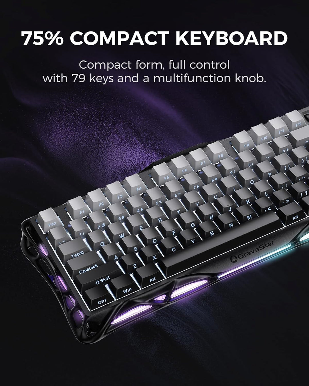 GravaStar Mercury K1 75% Wireless Mechanical Gaming Keyboard, Alumi...