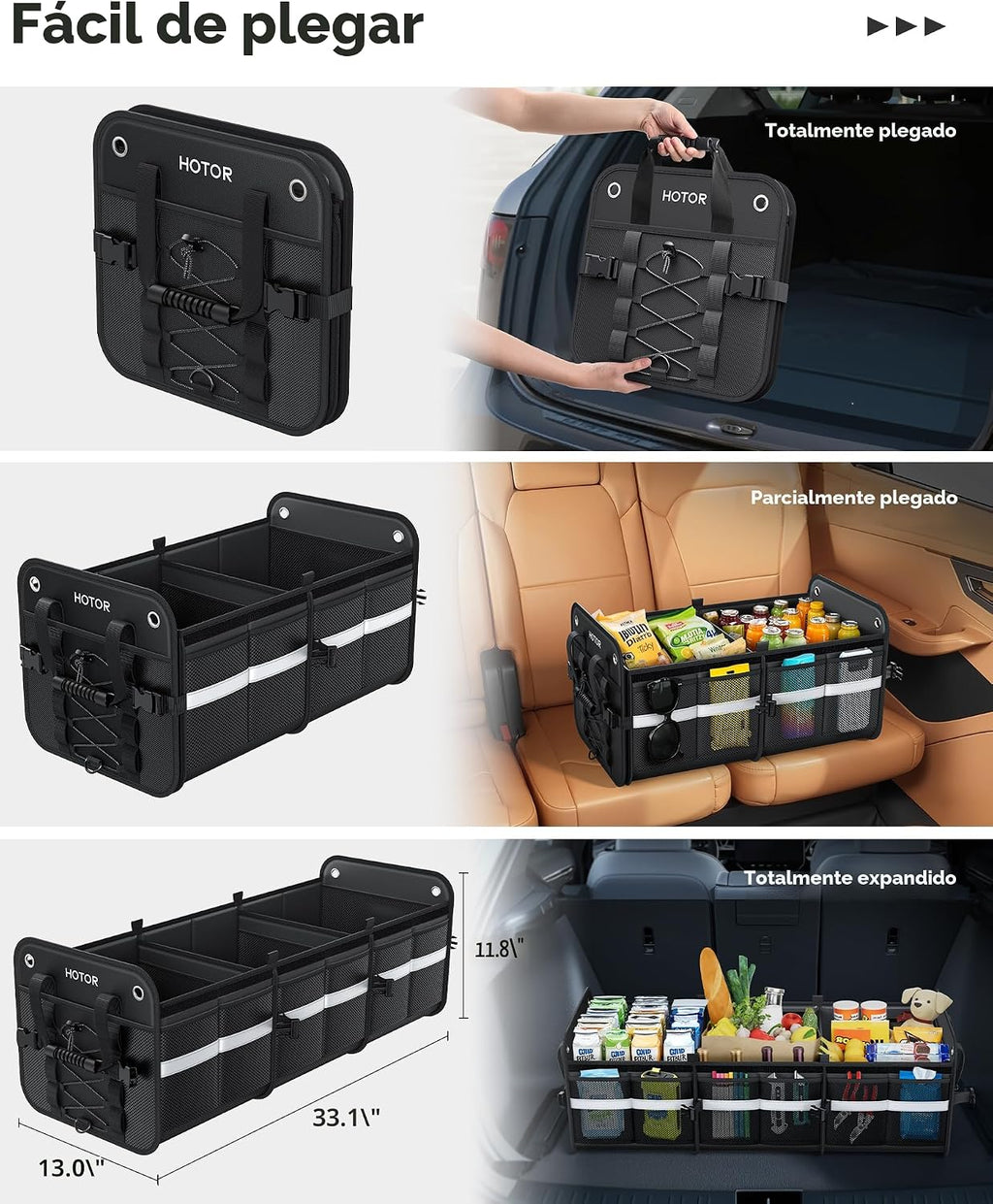 HOTOR Organizador de maletero - Organizador de coche y almacenamiento con bolsa enfriadora para SUV