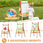 Tiny Land Caballete de madera para niños, caballete de arte con pizarra y