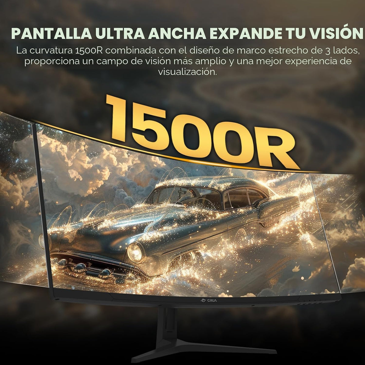 CRUA Monitor curvo para juegos de 34 pulgadas, WQHD 21:9 3440x1440...