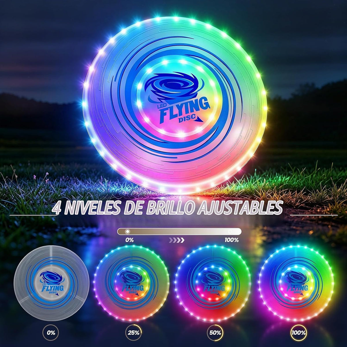 Paquete de 2 discos voladores iluminados para niños y adultos