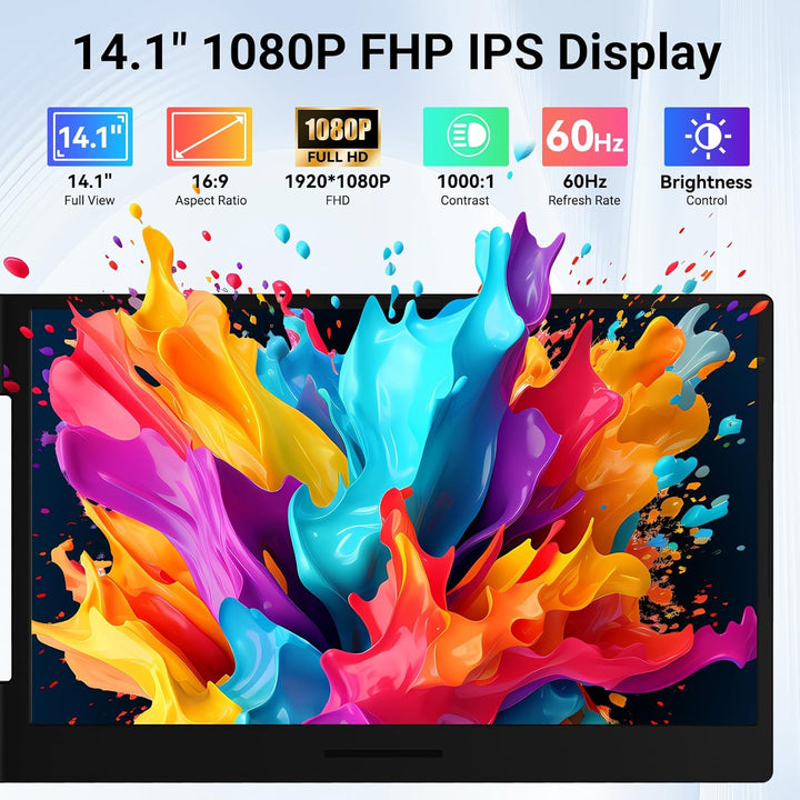 Extensor de pantalla para portátil de 14.1 pulgadas, 1080P IPS, mon...
