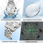 OLEVS Relojes para hombre de lujo de acero inoxidable 30M impermeable