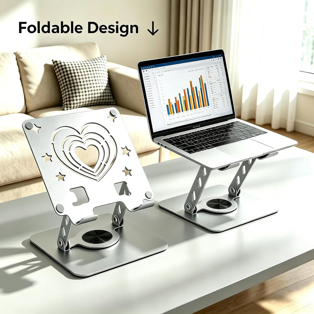 Soporte ajustable para laptop, soporte para computadora con base giratoria