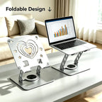 Soporte ajustable para laptop, soporte para computadora con base giratoria
