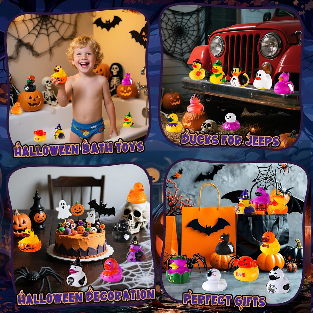 Paquete de 24 patos de goma de Halloween a granel con bolsa para Jeep