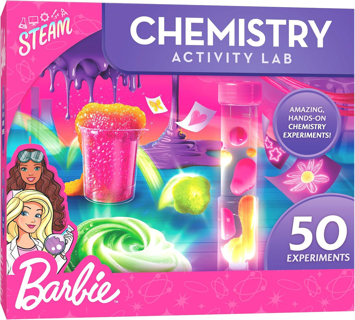 Lámpara Barbie Kit de ciencia química con 50 experimentos para niños de 8 a 12 años