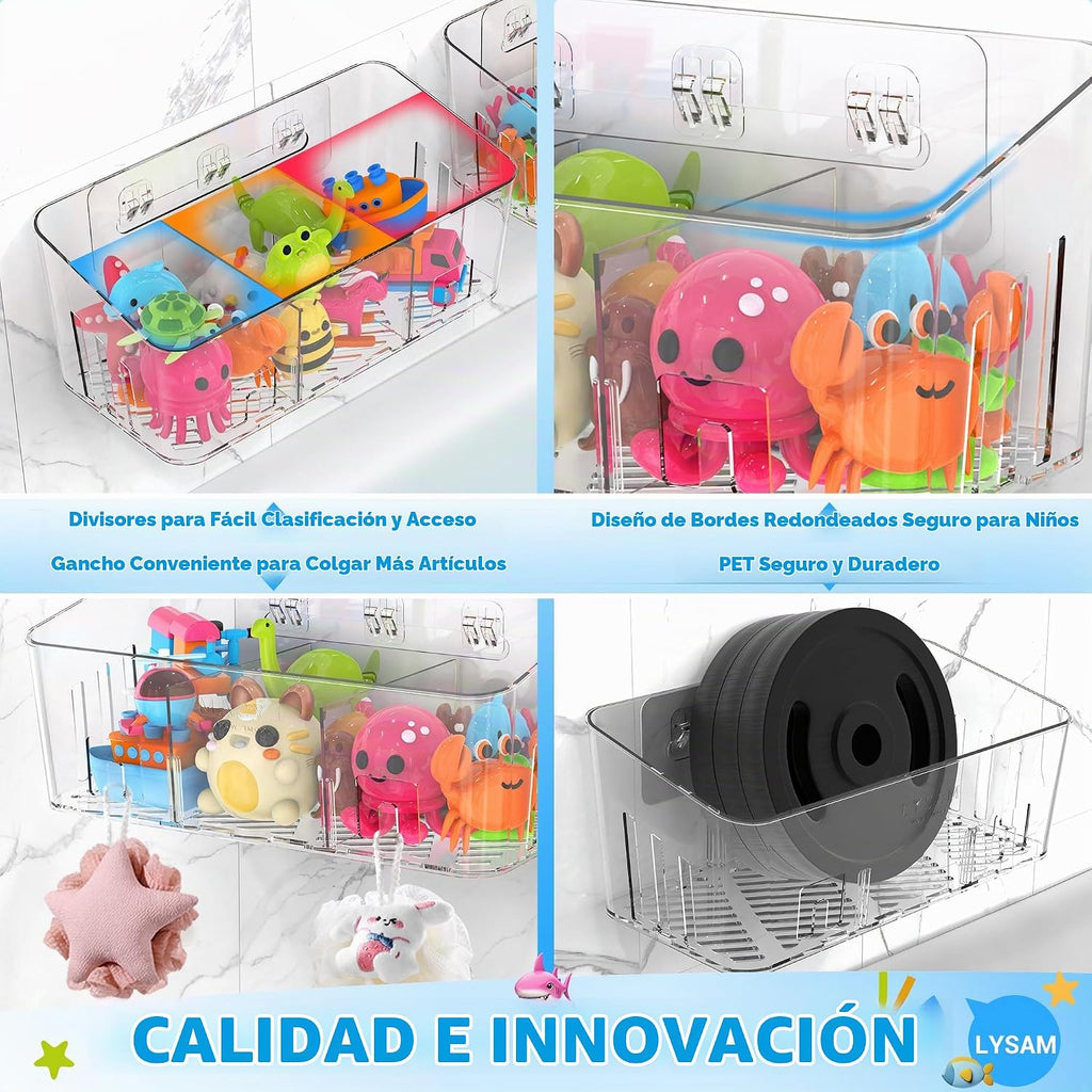 Almacenamiento de juguetes de baño, 4 paquetes, soporte grande para