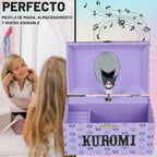 Get Trend Hello Kitty Sanrio Kuromi - Joyero musical para niñas, adolescentes y mujeres, caja de música kawaii, organizador de joyas, soporte para anillos, regalos para mujeres (púrpura Kuromi)