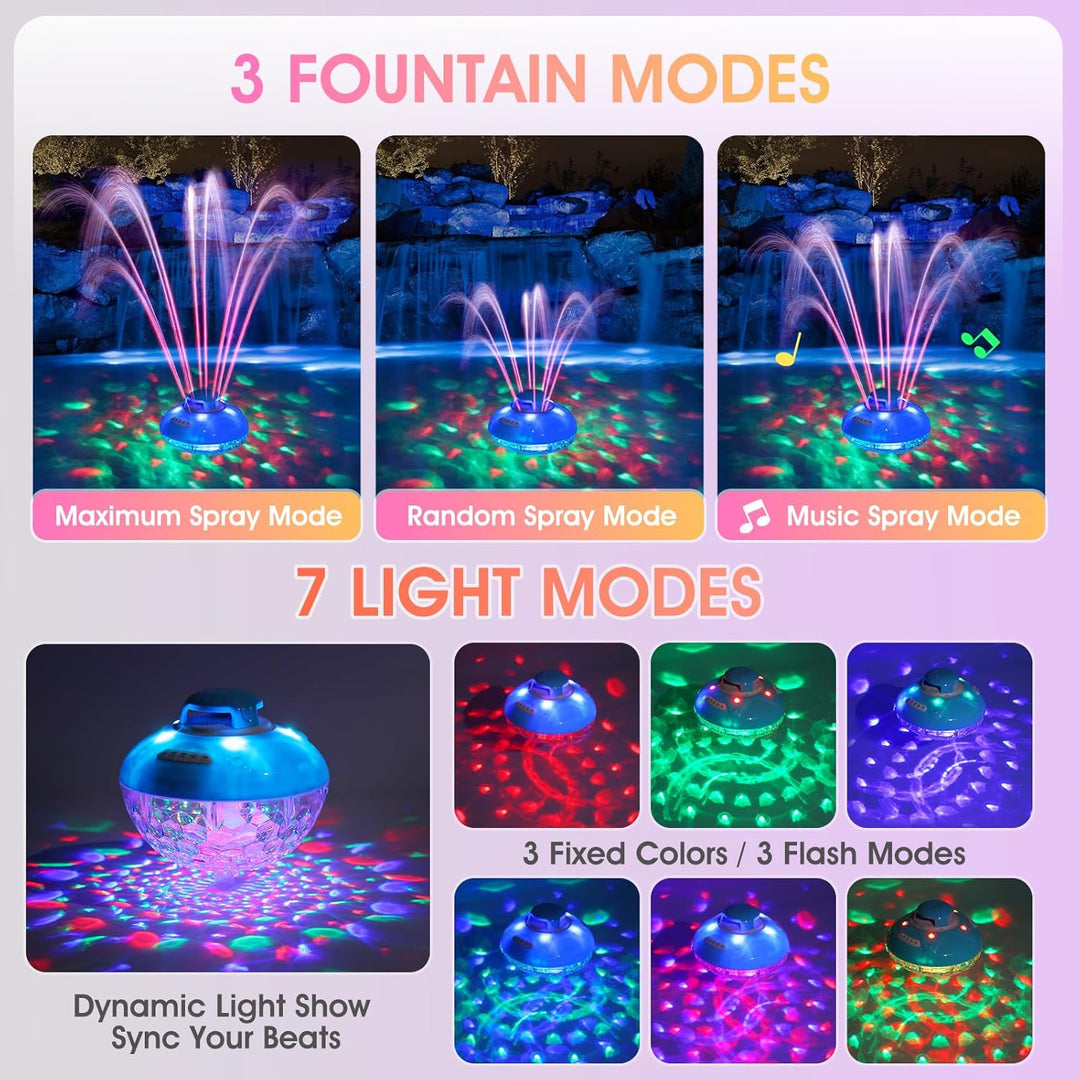 Blufree Altavoz Bluetooth para piscina con luz colorida de fuente d...