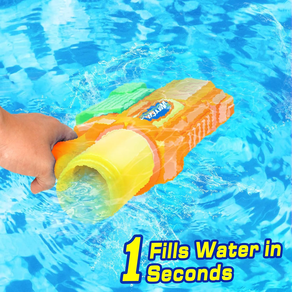 Super pistola de agua para niños y adultos: paquete de 2 pistolas de agua súper remojadoras de 1200 cc con rango impresionante, juguetes ideales para niños y niñas, verano al aire libre, piscina
