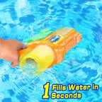 Super pistola de agua para niños y adultos: paquete de 2 pistolas de agua súper remojadoras de 1200 cc con rango impresionante, juguetes ideales para niños y niñas, verano al aire libre, piscina