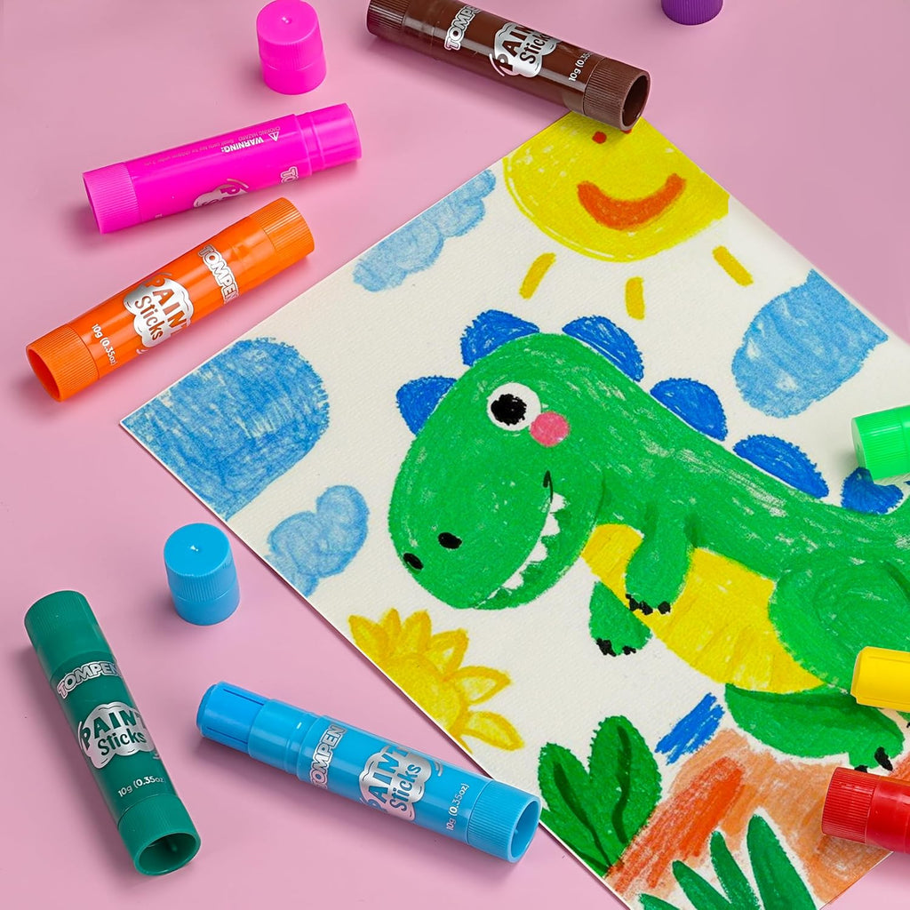 Varillas de pintura al temple para niños y artistas, paquete de 240 unidades, 12 colores vibrantes, no tóxicos, de secado rápido, colores clásicos del arco iris, lápices de pintura sólidos