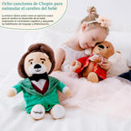 Chopin - Oso de peluche interactivo que reproduce 40 minutos de música clásica, educativo y relajante para bebés y niños pequeños, ideal
