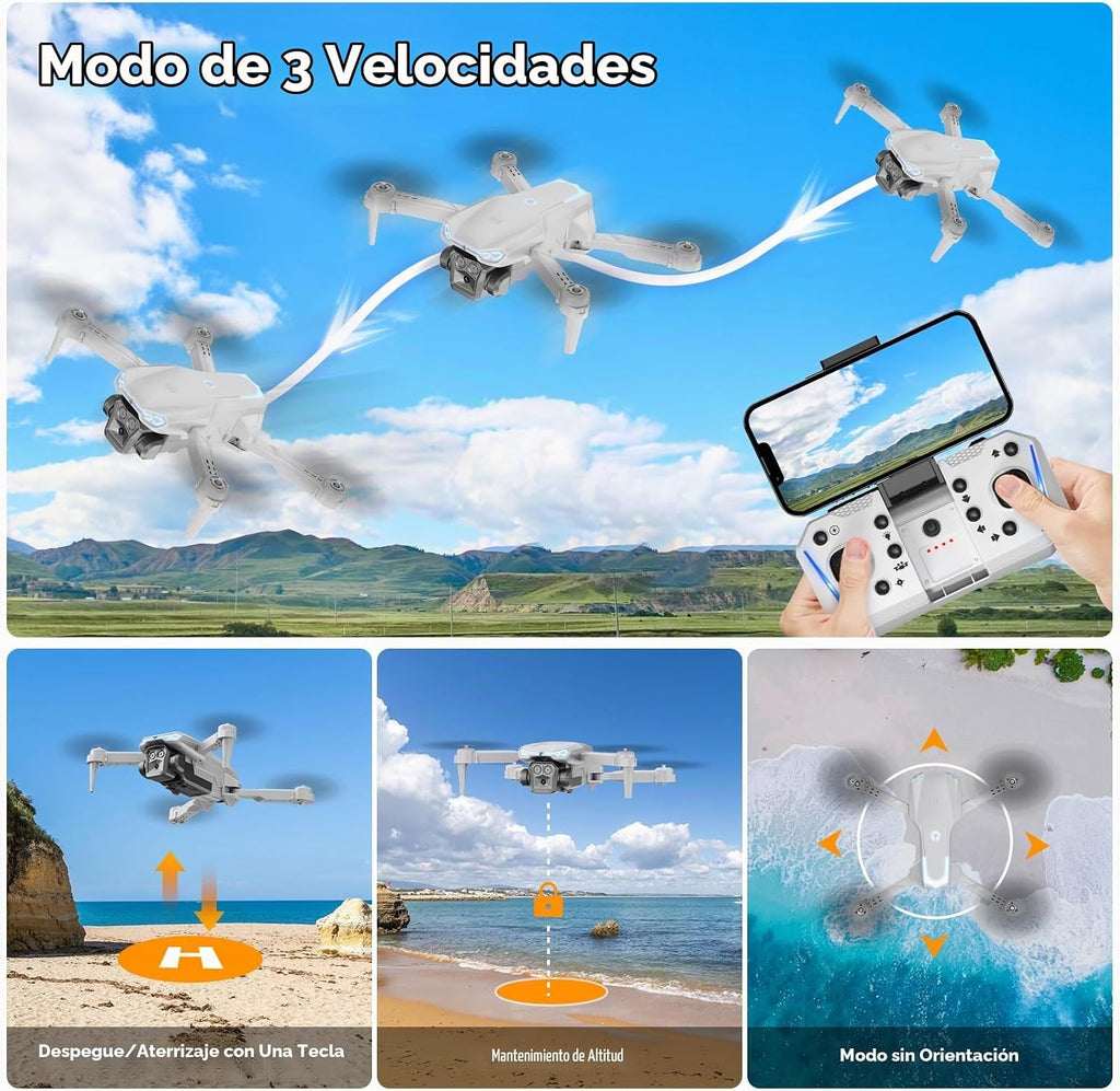 Naseto - Dron plegable HD 1080P con cámara para adultos y niños, cuadricóptero RC con despegue/aterrizaje con una tecla, retención de altitud, vuelo de punto de ruta, giro de 360°, 2 baterías, regalo fácil de volar para niños y niñas