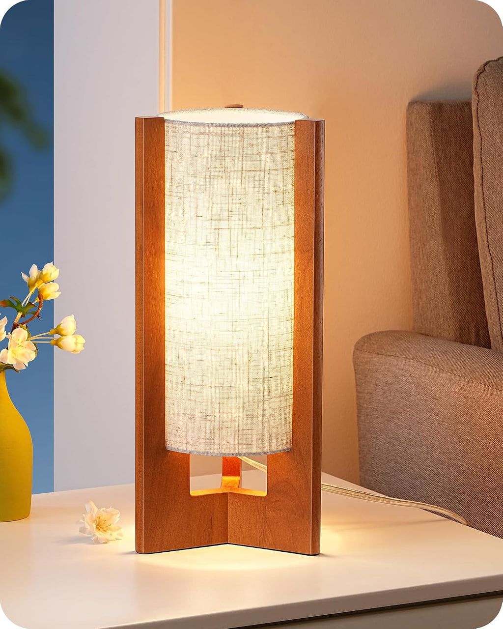 Lámpara EDISHINE Lámpara de mesa pequeña de 13.5 pulgadas, lámpara de mesita de
