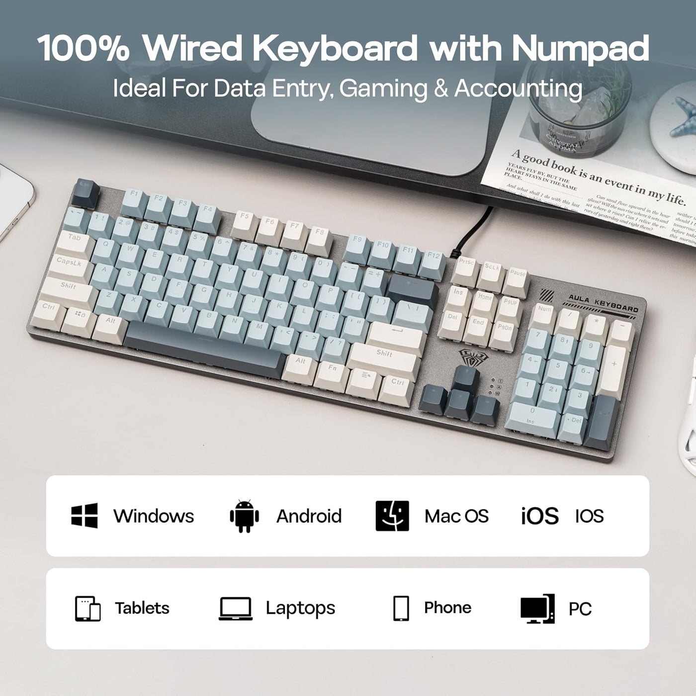 MechLands Aula S500 Teclado para juegos con cable, teclado mecánico...