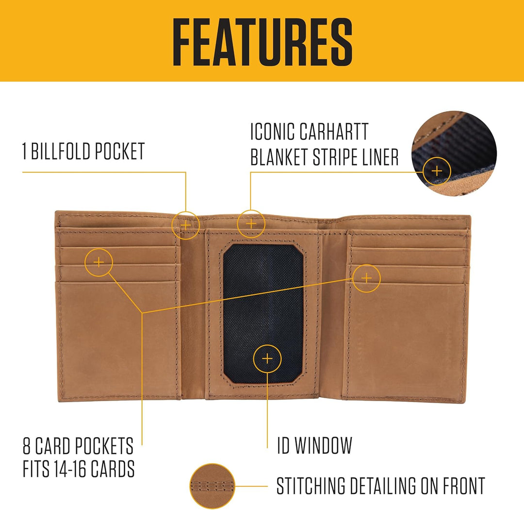 Carhartt Carteras de Cuero de Grano Completo para Hombre, Bloqueo R...