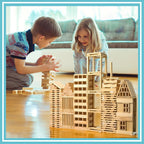 Juego de bloques de construcción de madera, juguetes de construcción de bloques de tablones de 200 piezas, juguete educativo de madera STEM para niños y niños pequeños