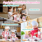 Juguetes de electrodomésticos de cocina, juego de accesorios de cocina para niños, juguetes de cocina de simulación para niños de 4 a 8 años, cafetera, mezcladora, tostador con luces y sonidos