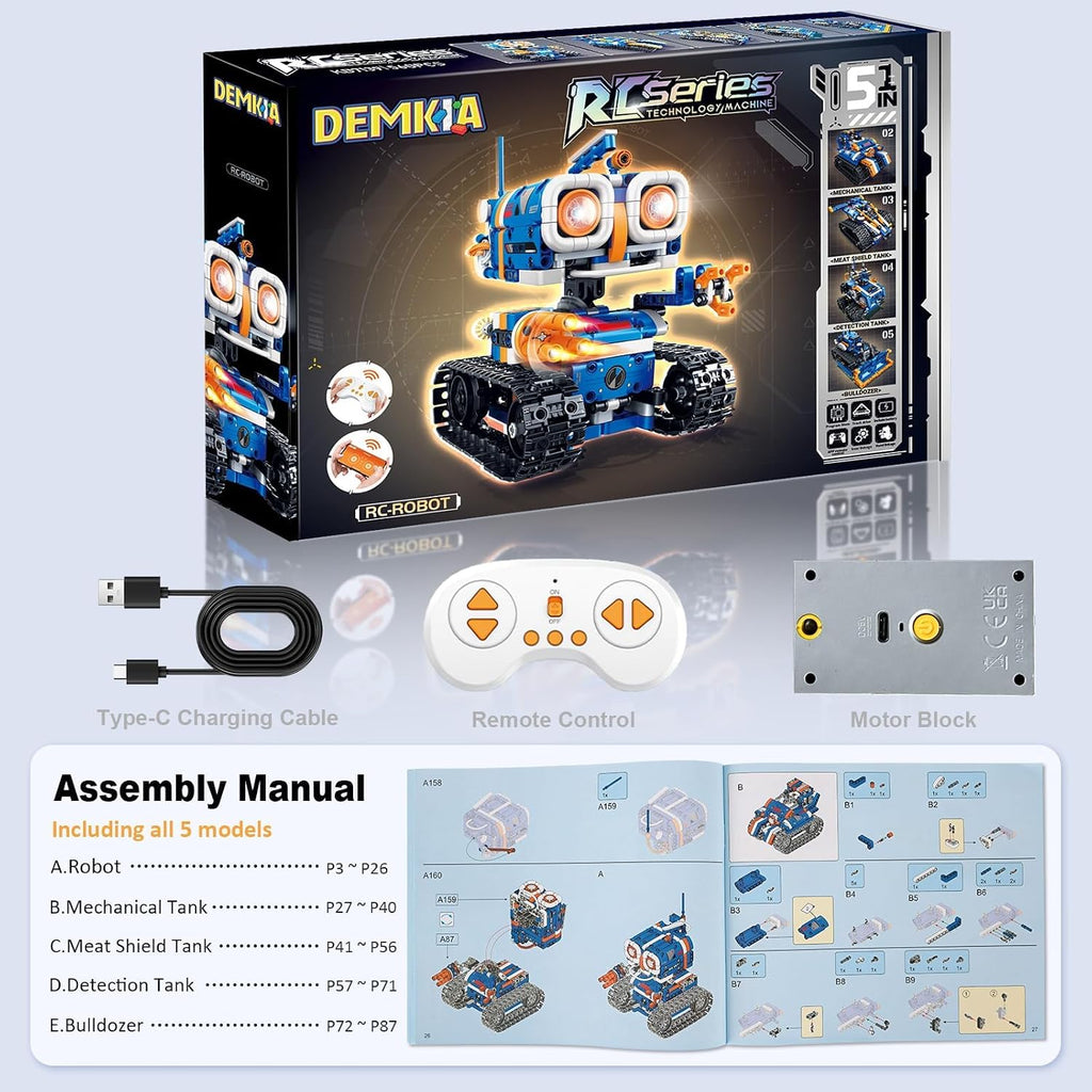 Kit de Construcción de Robot STEM 5 en 1, 560 PIEZAS APP/Control Remoto Robótica Mech RC para Niños de 8-12 Años, Kit de Ciencia Set de Juguetes de Robots de Codificación, Regalos de Cumpleaños