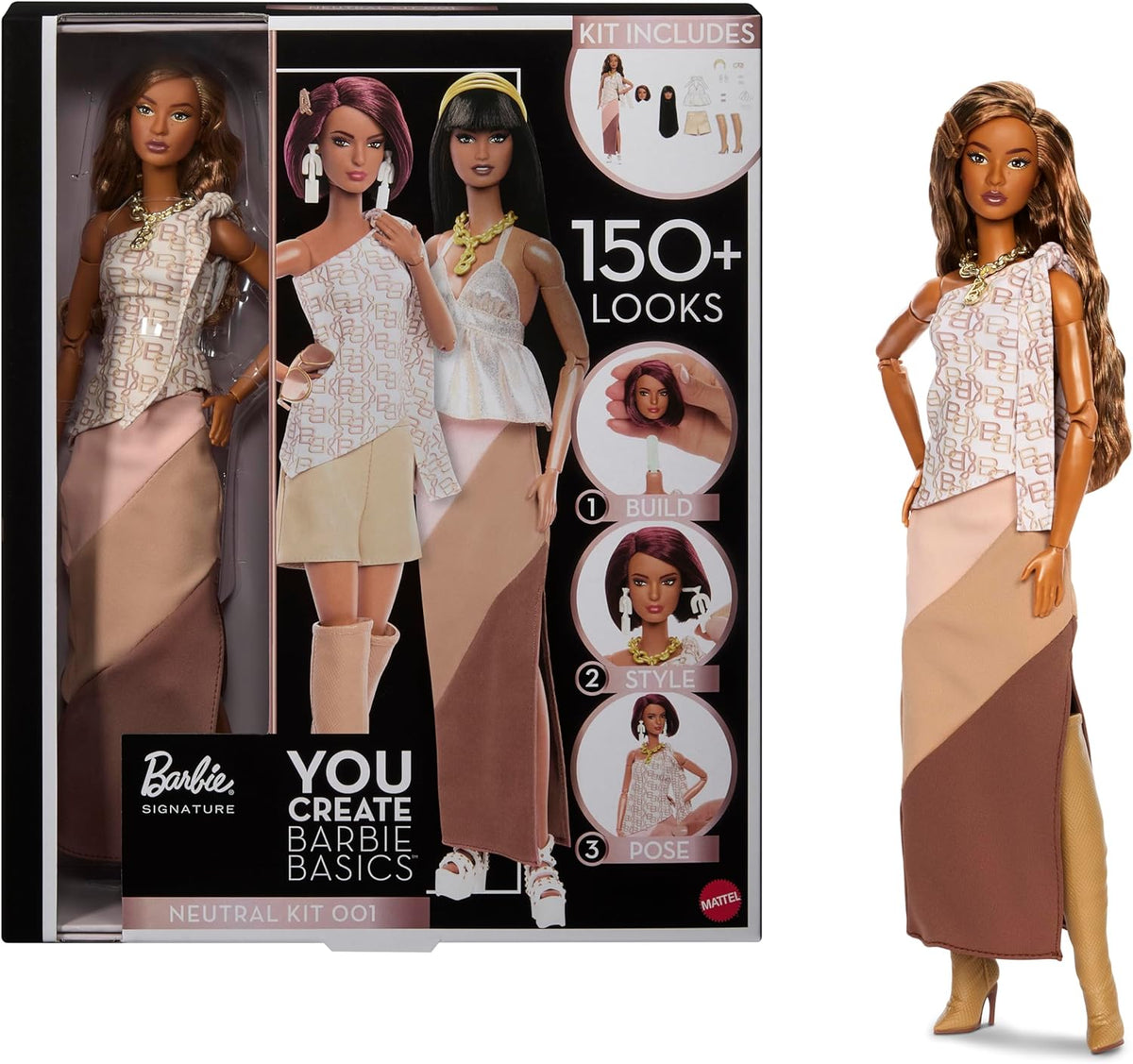 Barbie Basics You Create Neutral Kit 001 con muñeca de moda persona...