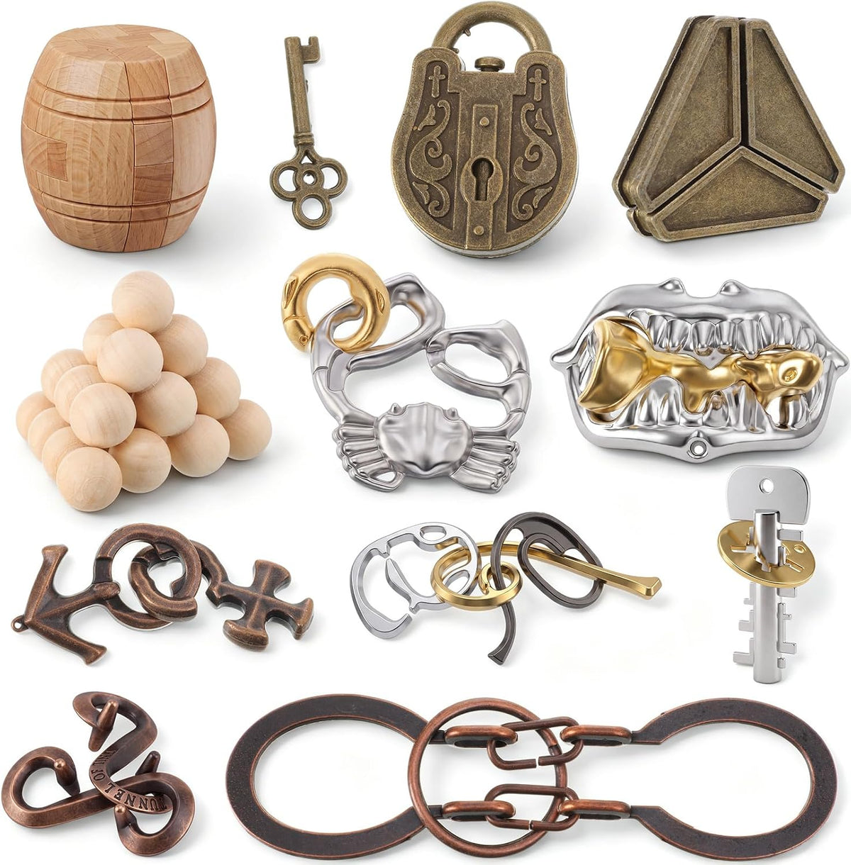 Rompecabezas de metal y madera para adultos, estilo divertido